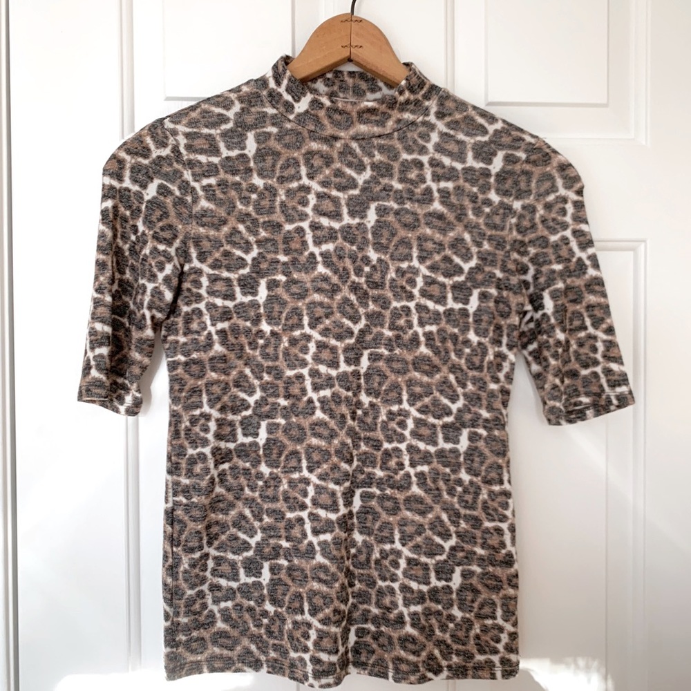 Philosophy Leopard Animal Print Mock Neck Shirt XS - Picture 1 of 7